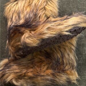 Plush Faux Fur Boot Slippers in Mixed Hues